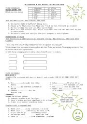 English Worksheet: places around town and grammar practice before a written test