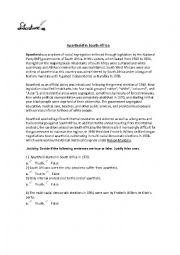 English Worksheet: Apartheid in South Africa