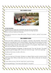 English Worksheet: The greedy king - There was there were