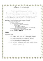 English Worksheet: All About Me Poster