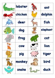 English Worksheet: Dominoes Animals