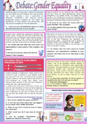 English Worksheet: Debate: Gender equality