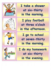 English Worksheet: Domino Daily routines and days at school1