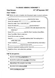 English Worksheet: present simple/future
