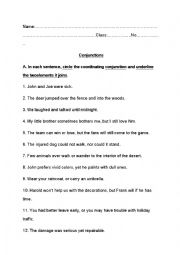 English Worksheet: conjunctions