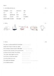 English Worksheet: Transport worksheet