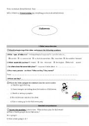 English Worksheet: halloween british festival video