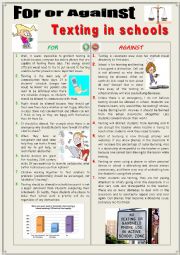 For or against texting in school (Debating) + KEY