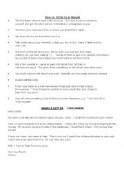 English Worksheet: Penpal letter