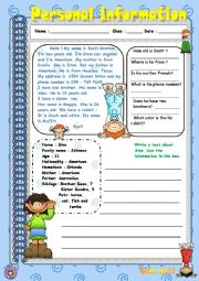 English Worksheet: Personal information