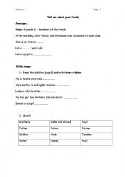 English Worksheet: tell me about your family