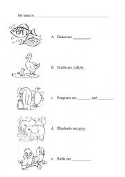 English Worksheet: Amimals to colot 