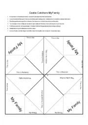 English Worksheet: My Family Cootie Catcher