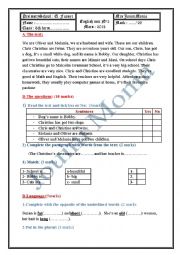 English Worksheet: primary school test n2