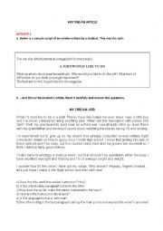 English Worksheet: Writing an article - FCE Exam