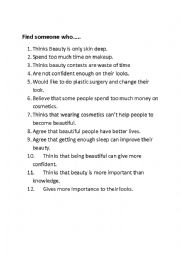 English Worksheet: beauty discussion