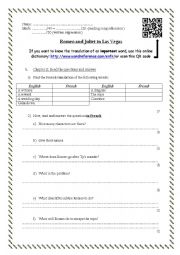 English Worksheet: Romeo and Juliet in Las Vegas reading worksheet #7 (chapter 11 and 12)