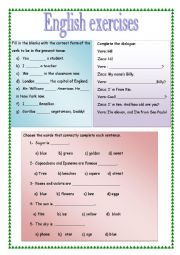 English Worksheet: English exercises for beginners