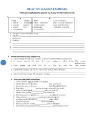 English Worksheet: Relative Clauses