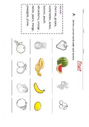 English Worksheet: Fruit