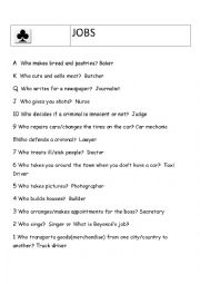 English Worksheet: Uno Jobs