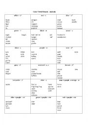 English Worksheet: Color Vowel Activity with Animals