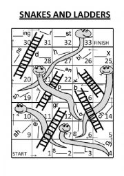 English Worksheet: snakes and ladders