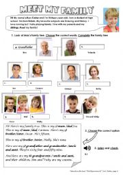 English Worksheet: MEET MY FAMILY 1