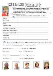 English Worksheet: MEET MY FAMILY 2