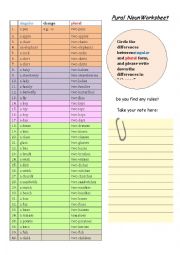 English Worksheet: Singular and Plural Noun worksheet