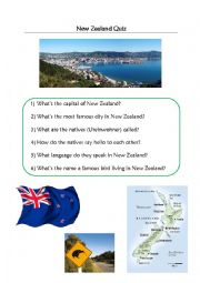English Worksheet: Quiz on New Zealand