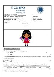 Grade 4 Language Comprehension Memorandum