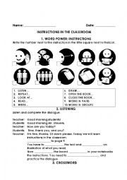English Worksheet: INSTRUCTIONS IN THE CLASSROOM