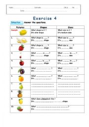 English Worksheet: Fruits