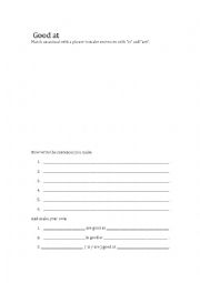 English Worksheet: Good At