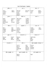 English Worksheet: Color Vowel Activity with Countries