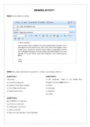 English Worksheet: READING AN EMAIL