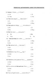 English Worksheet: Personal and possessive adjective pronouns