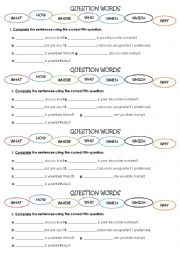 English Worksheet: QUESTION WORDS