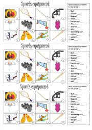 English Worksheet: Sports Equipment