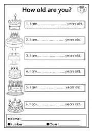 English Worksheet: How old are you?