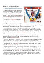 English Worksheet: Eddie the Eagle, Ski Jumper