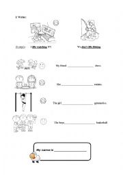 English Worksheet: Exercise like + Ving