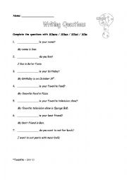 English Worksheet: WH questions