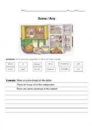 English Worksheet: some any