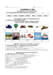 English Worksheet: PLANNING A TRIP MEANS OF TRANSPORT