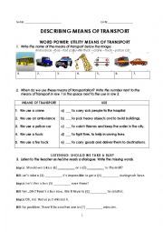 English Worksheet: DESCRIBING MEANS OF TRANSPORT