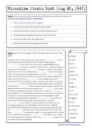 English Worksheet: Hiroshima Atomic Bomb (Aug 06, 1945)