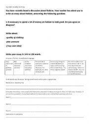 English Worksheet: FCE Essay, Fashion