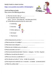 English Worksheet: Back to school routine 